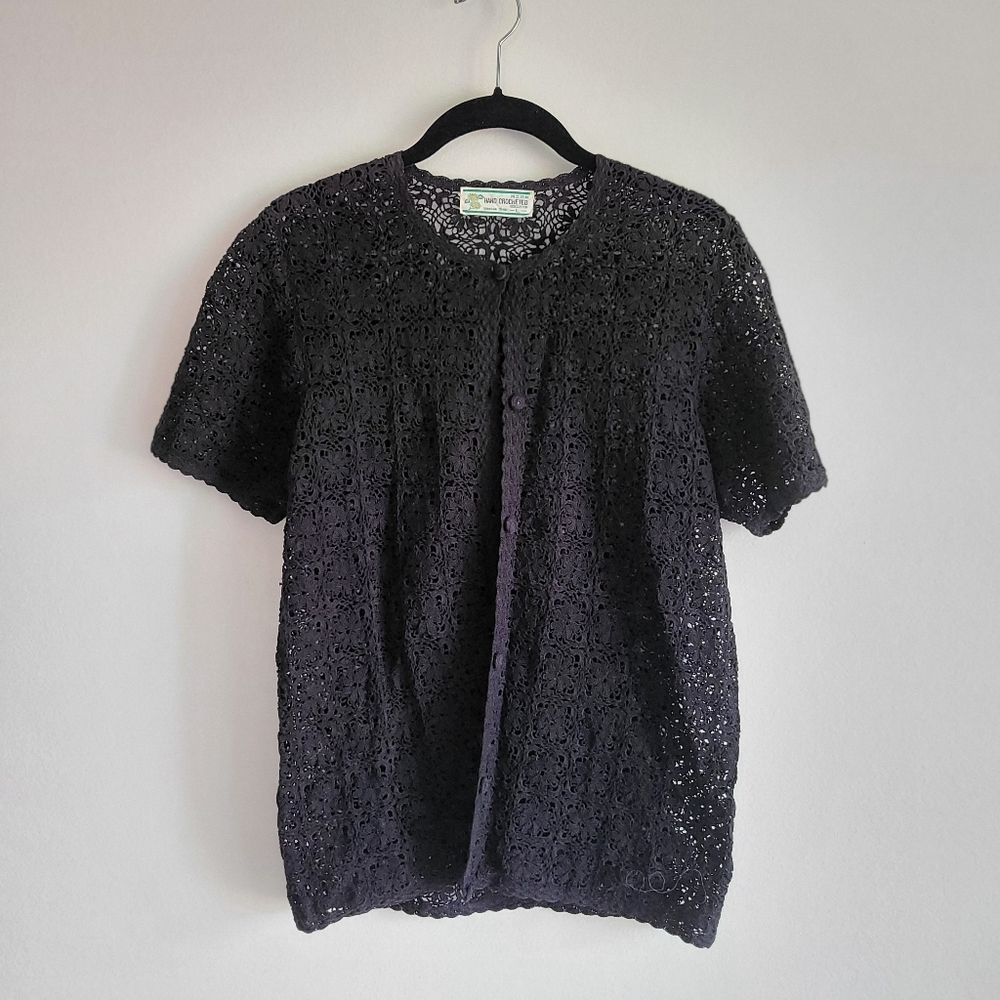 Vintage 1950s hand crocheted pinup cardigan